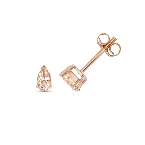 Morganite Pear Claw Set Studs